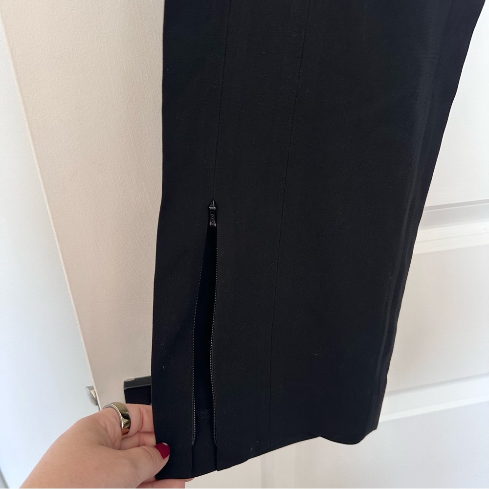 Babaton 1-01 (6) Black High Waist Straight Leg Trouser Pants - Zipper Hem Legs - Picture 5 of 9